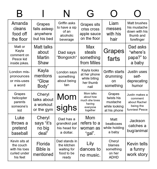 Quirky Pete Bingo Card