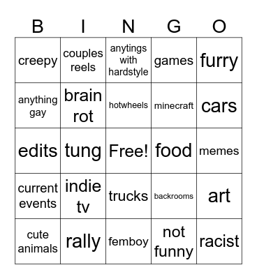 Instagrames Bingo Card
