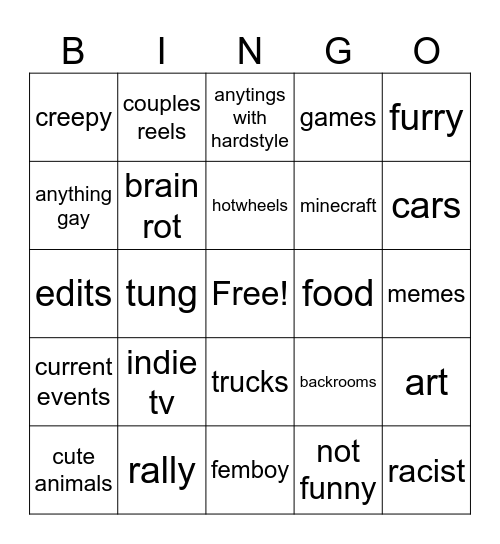 Instagrames Bingo Card