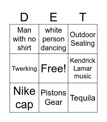 Detroit Bingo Card