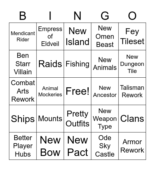 Tennocon 2026 (Soulframe) Bingo Card