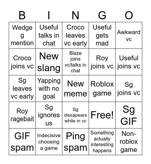 Art Club Bingo Card