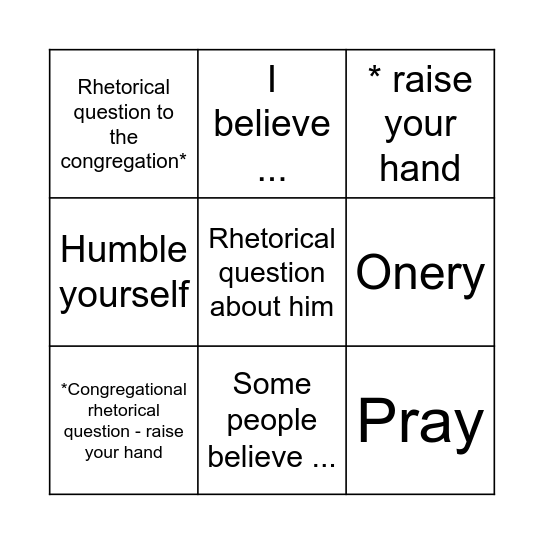 Pastor John Sermon Bingo Card