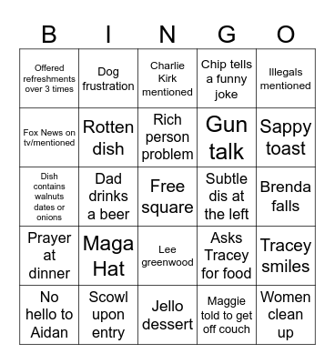 Wedding Shitstravaganza Bingo Card