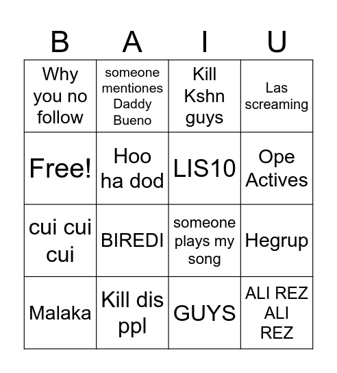Buengo Bingo Card