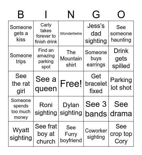 Athfest 2026 Bingo Card