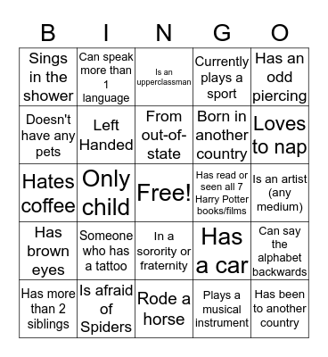 Ice Breaker Bingo Card