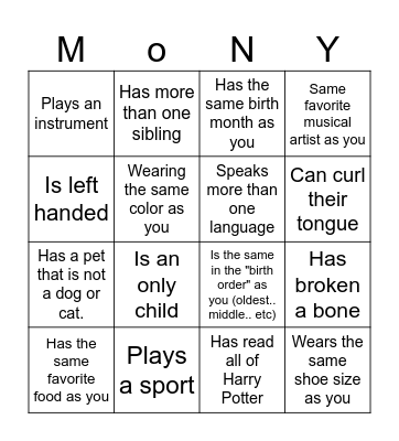 Find Someone Who CTY Bingo... Bingo Card