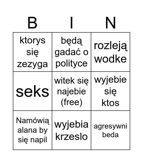 18 Bingo Card