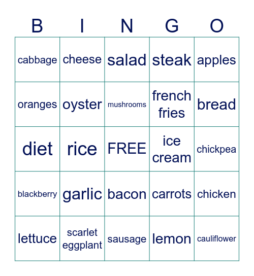 FOOD FOOD FOOD FOOD FOOD FOOD FOOD Bingo Card