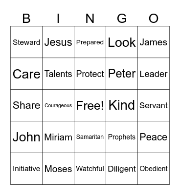 Eye Spy Series Bingo Card