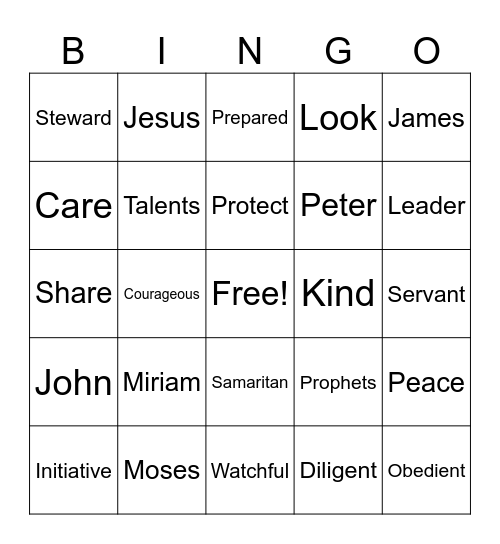 Eye Spy Series Bingo Card