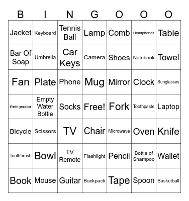 random item bingo Card