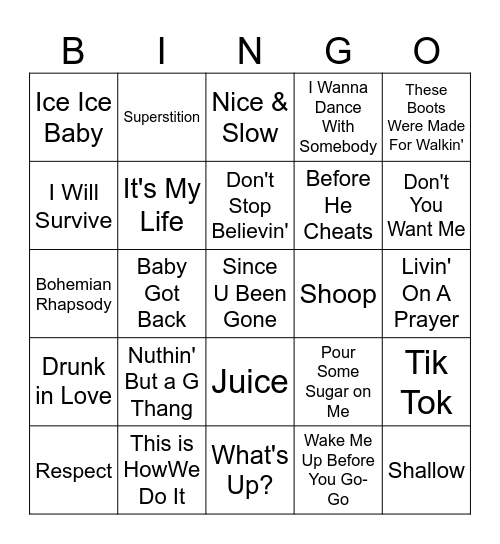 Top Karaoke Songs Bingo Card