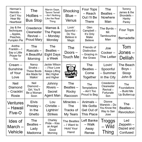 Thirsty For Knowledge Music Bingo Card