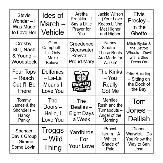Thirsty For Knowledge Music Bingo Card