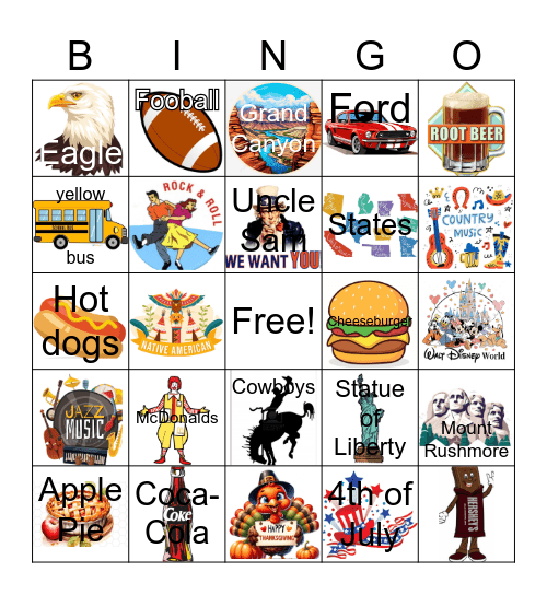 Only in America Bingo Card