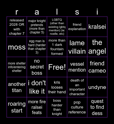 easiest deltarune chapter 6 Bingo Card