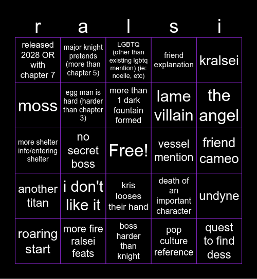 easiest deltarune chapter 6 Bingo Card