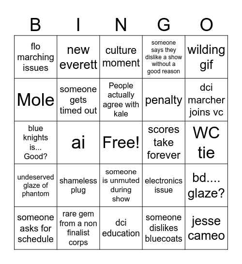 BOA THINGS BINGO 6/27 Bingo Card