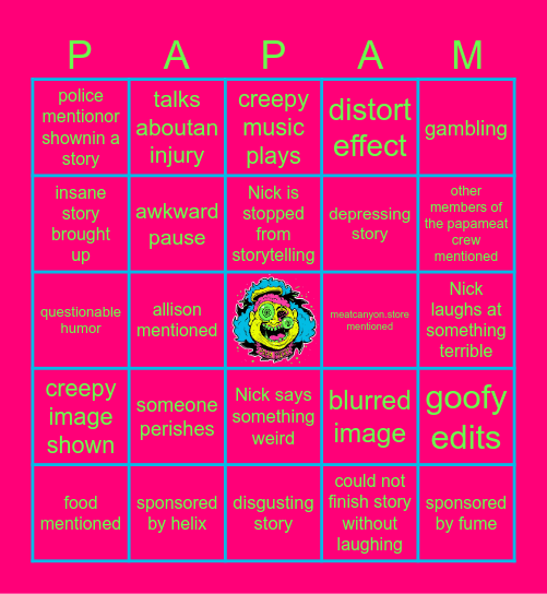 Papa Meat Bingo Card