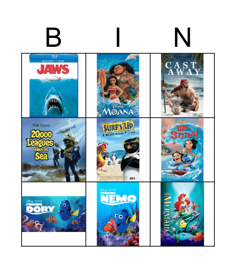 Ocean Movies Bingo Card