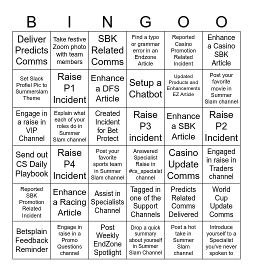 Ops Analyst Bingo Card Bingo Card