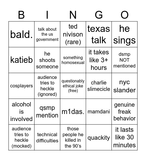 schlappointment Bingo Card