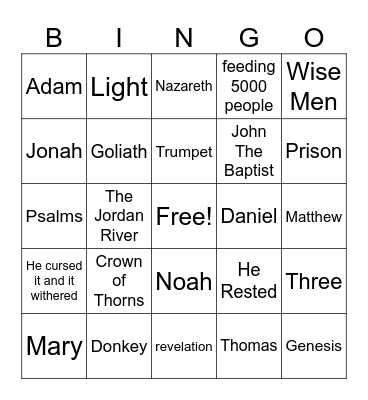 Bible Bingo Card