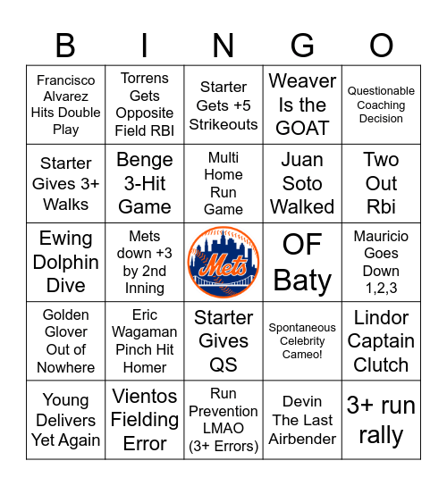 Mets 2026 Bingo Card Bingo Card