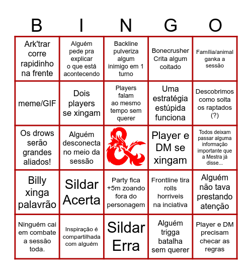 Phandelver Bingo Card