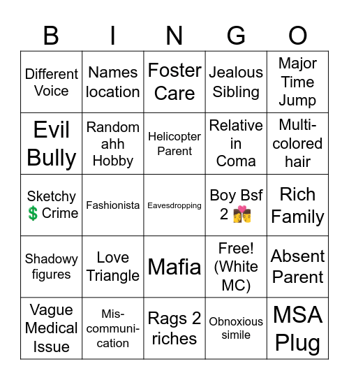 MSA Bingo Card