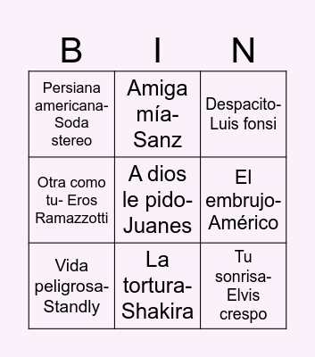 Bingo musical Bingo Card