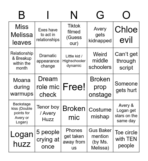 Peter Pan Bingo Card