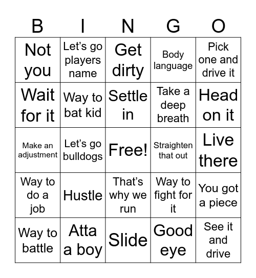 Bulldogs Bingo Card