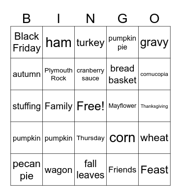 Thanksgiving Bingo Card