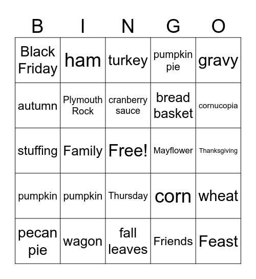 Thanksgiving Bingo Card