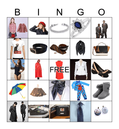 Les vêtements et les accessoires Bingo Card