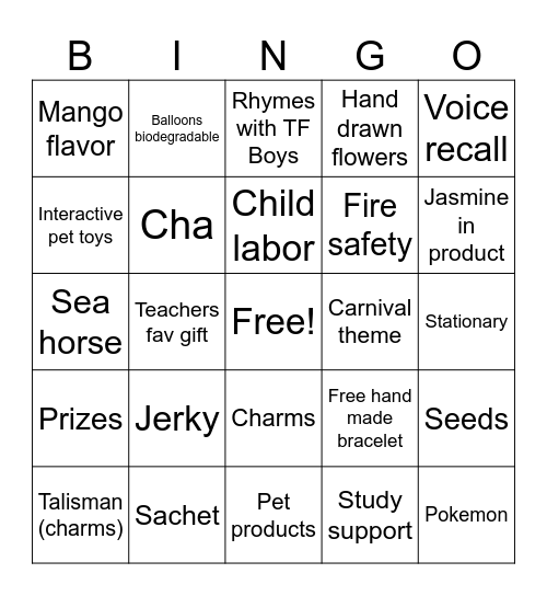 Enterprise Bingo Write the name of the group on the appropriate block. 5 in a row wins a prize at the bingo table. Bingo Card