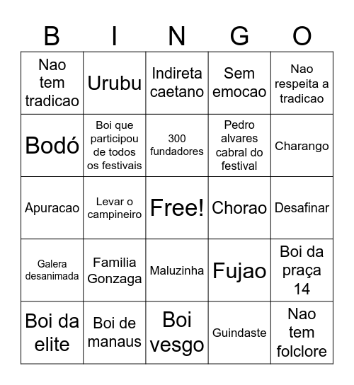 Qual vai ser a da vez JP? Bingo Card
