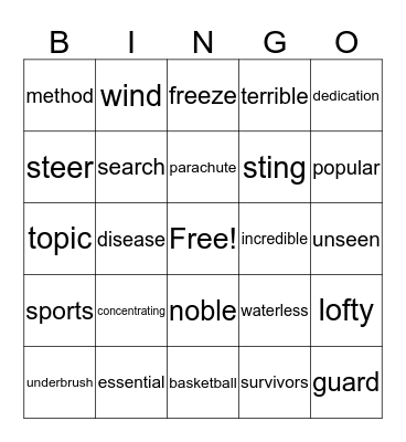 5th Grade 2/2017 Bingo Card