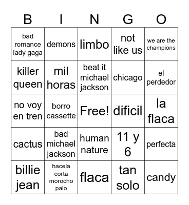 Bingo musical Bingo Card