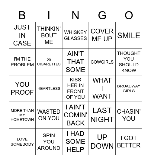 MORGAN WALLEN Bingo Card