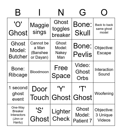 Maggstor Video Bingo Card