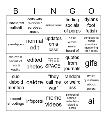 TCC bingo Card