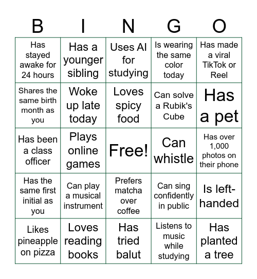 G12-17 Human BINGO Card