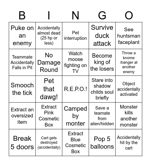 REPO Bingo Card