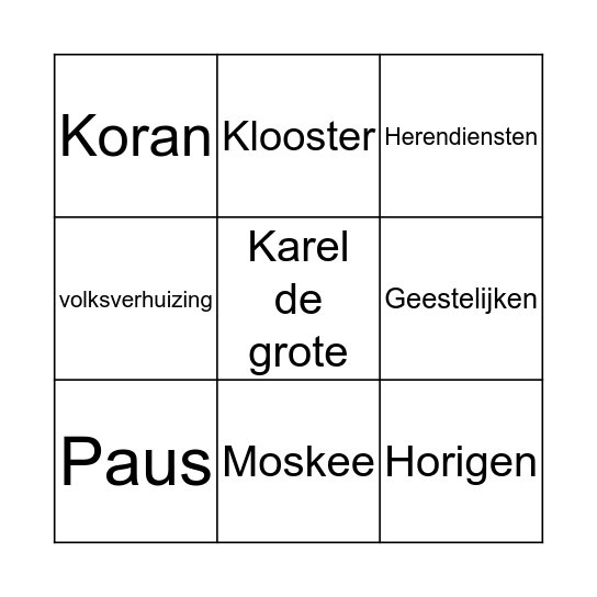 monniken en ridders Bingo Card