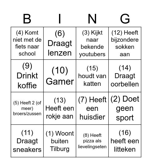 klassenbingo Card