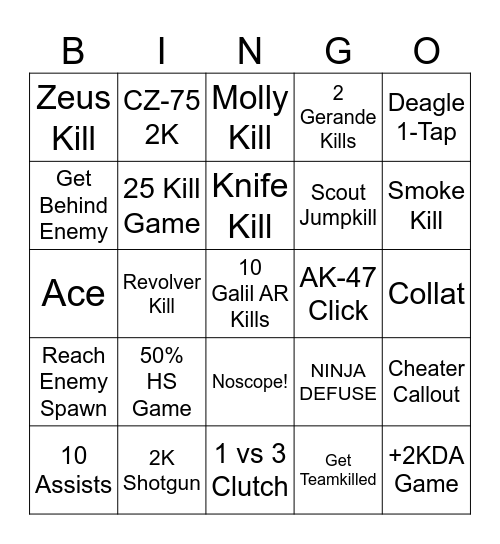CS-2 Matchmaking Bingo Card